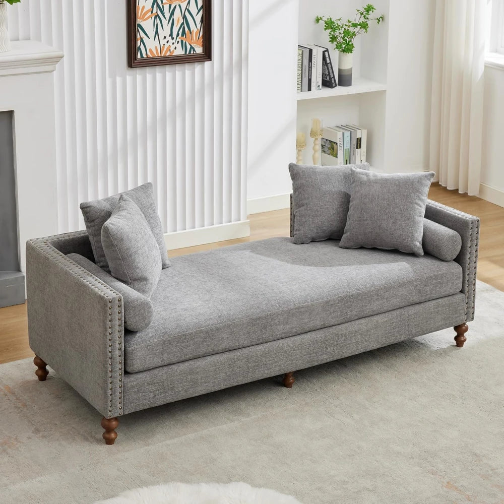 VELIN – Mid Century Style Grey Chaise Lounge