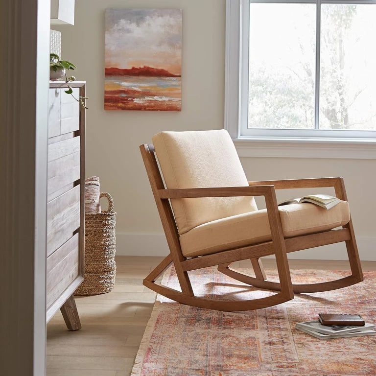 WISP – Classic Style Medium Brown & Off-White Rocking Chair