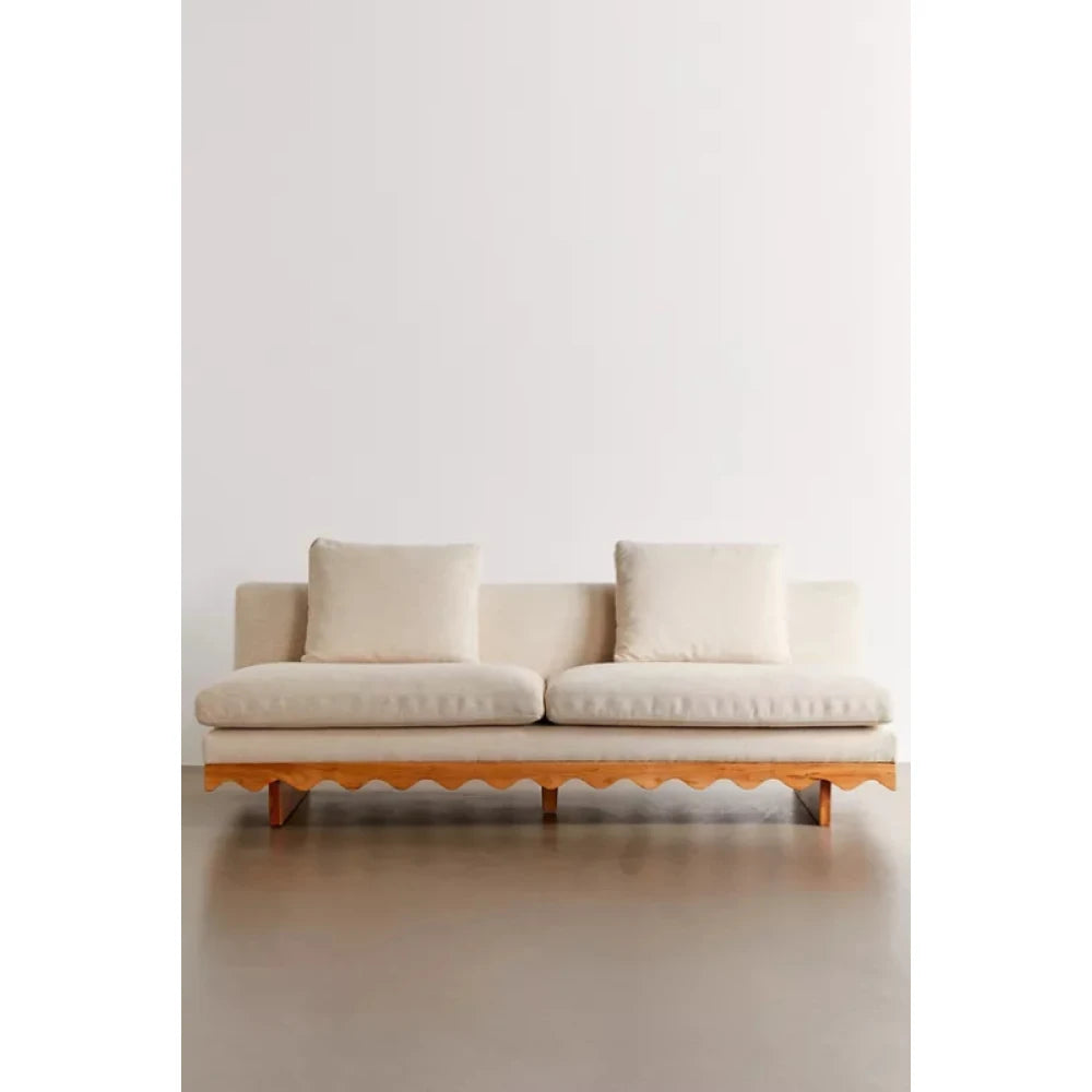 ABNUS – Modern Scalloped Three Seater Sofa White