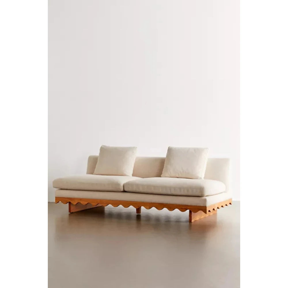 ABNUS – Modern Scalloped Three Seater Sofa White