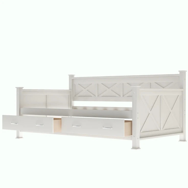 LENZKA – Farmhouse Style Daybed With Drawers