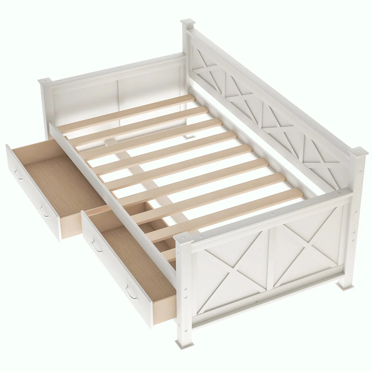 LENZKA – Farmhouse Style Daybed With Drawers