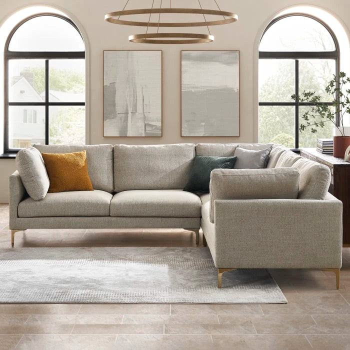 CHAISE – L Shape Sofa With Brass Legs