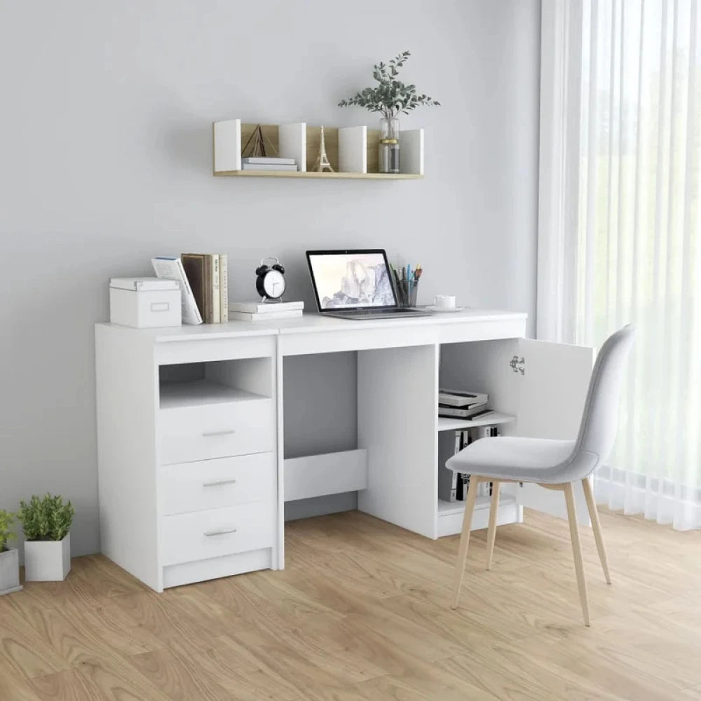 KALLIAS – White Writing Table with Multiple Storage