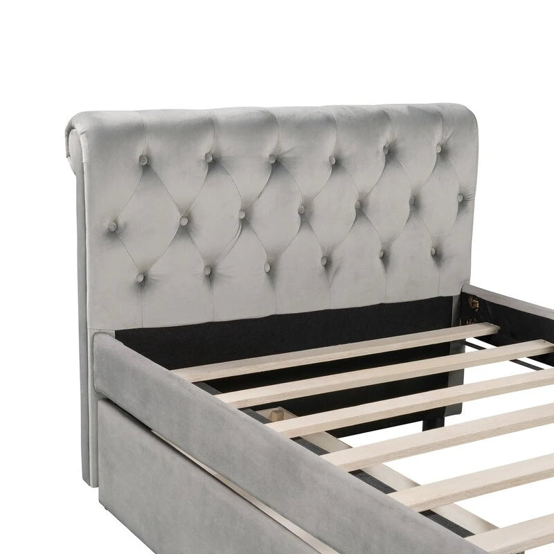 REVET – Grey Flared Arm Daybed With Drawers