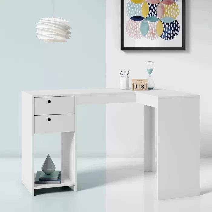 TRAASEN – L Shaped Workplace Desk White