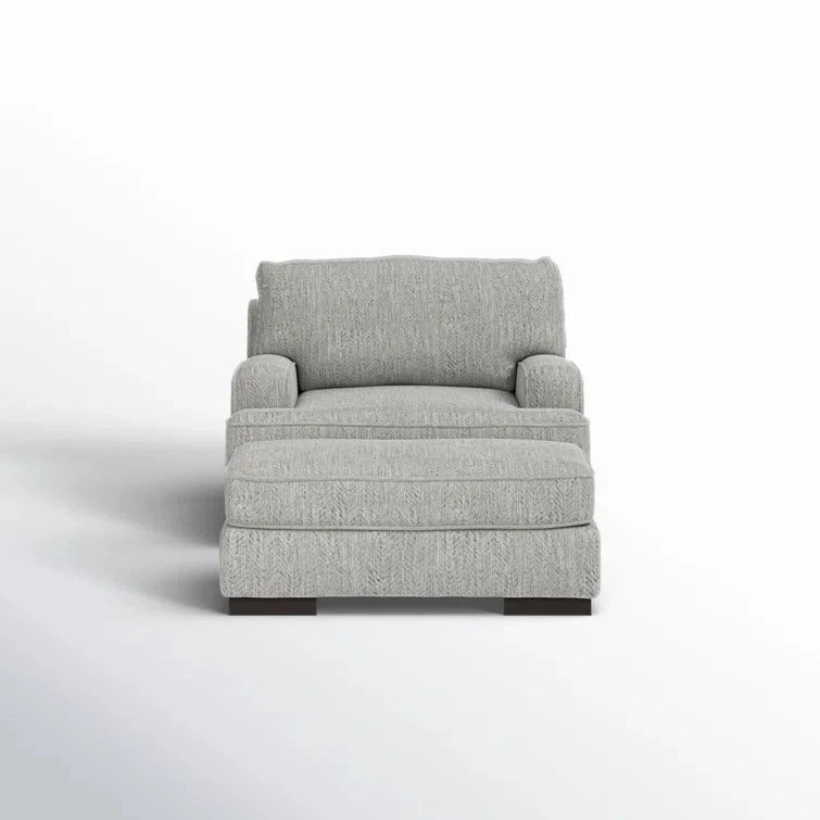 MARIS – Grey Wide Love Seat with Ottoman Stool