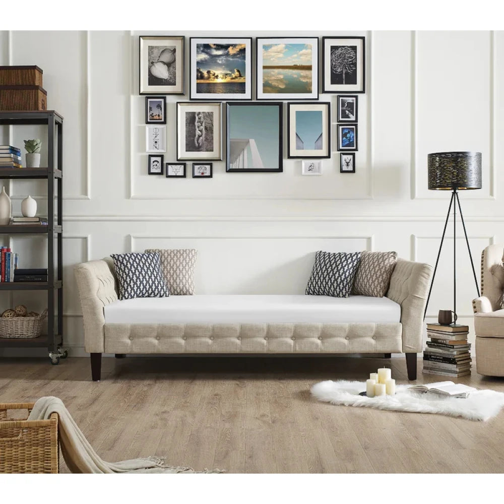 MARI – Beige Modern Flared Arm Daybed