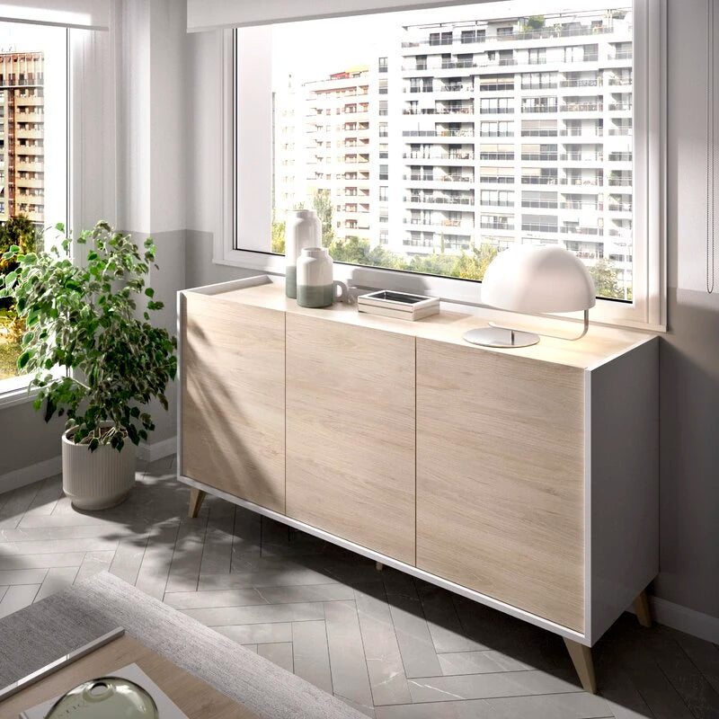 ACTIQUE – Oak Brown & White Cabinet Storage Side Board