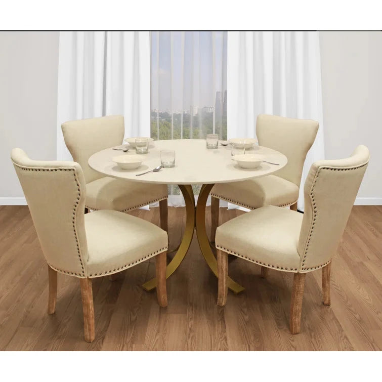 POLARIS – Modern Design Round Dining Table with White Marble Top
