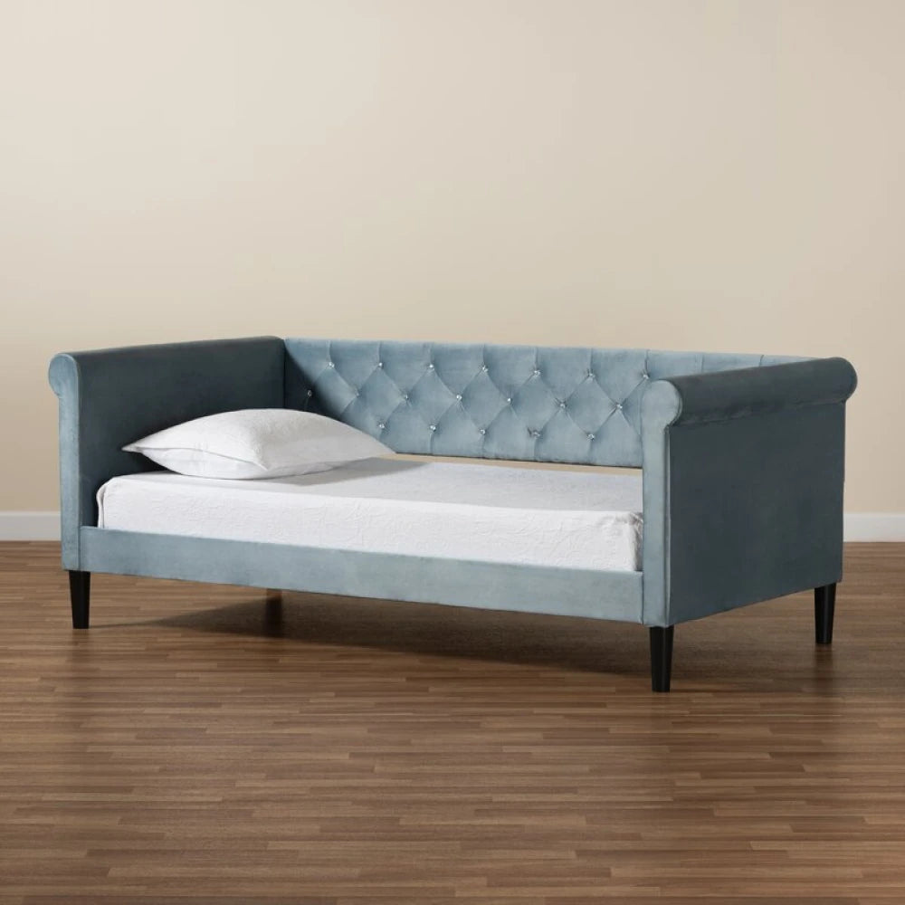 SHAAN – Light Teal Velvet Upholstered Daybed