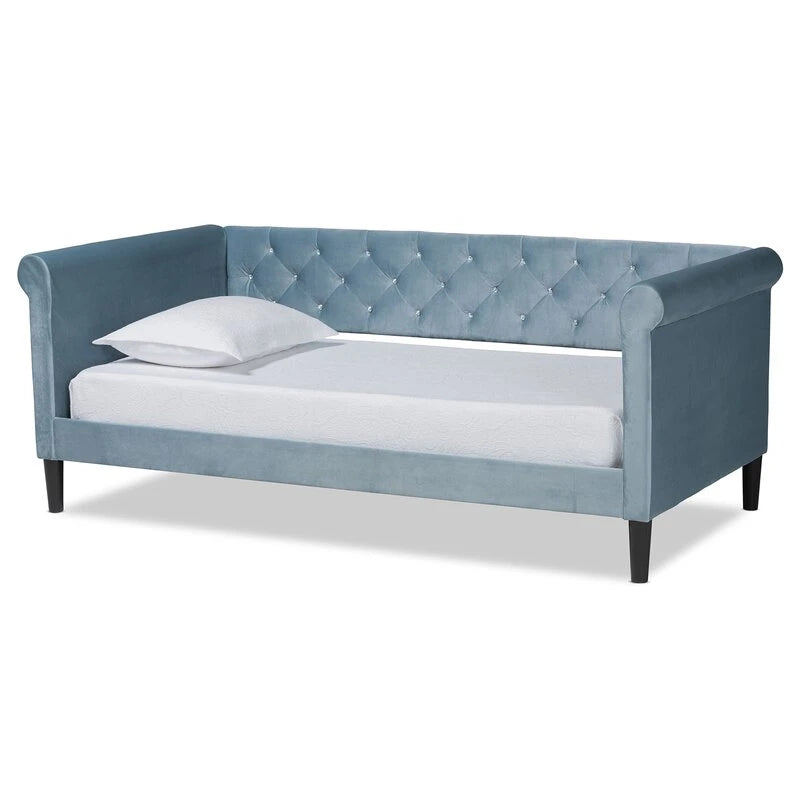 SHAAN – Light Teal Velvet Upholstered Daybed
