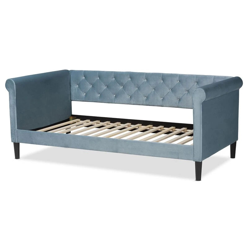 SHAAN – Light Teal Velvet Upholstered Daybed
