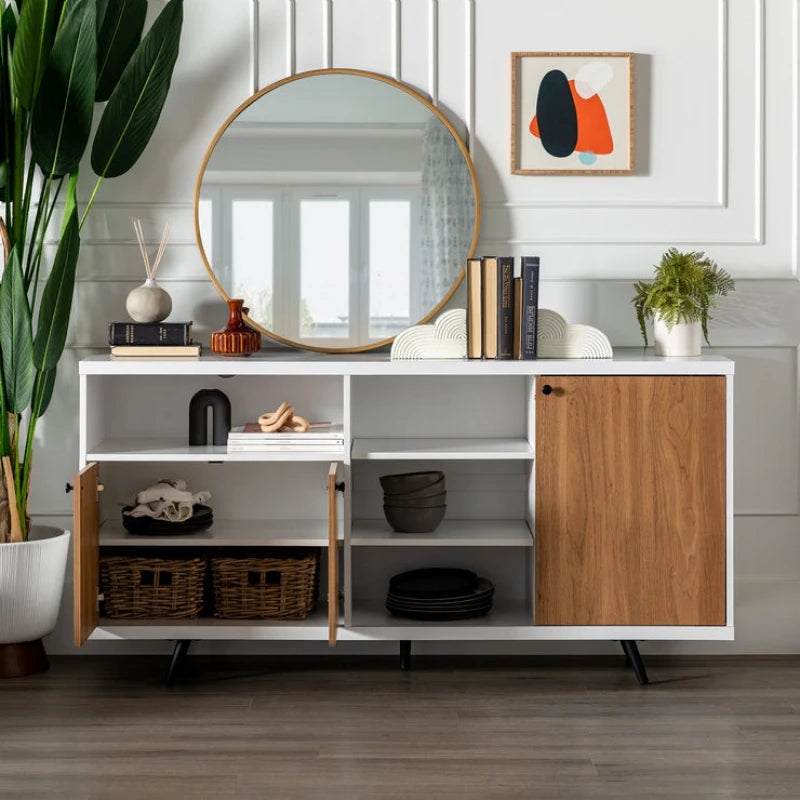 BRILLO – White & Oak Brown Side Board With Sliding Door