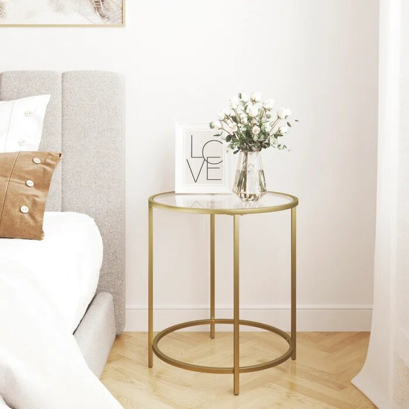 CREFTER - Glass Top Side Table