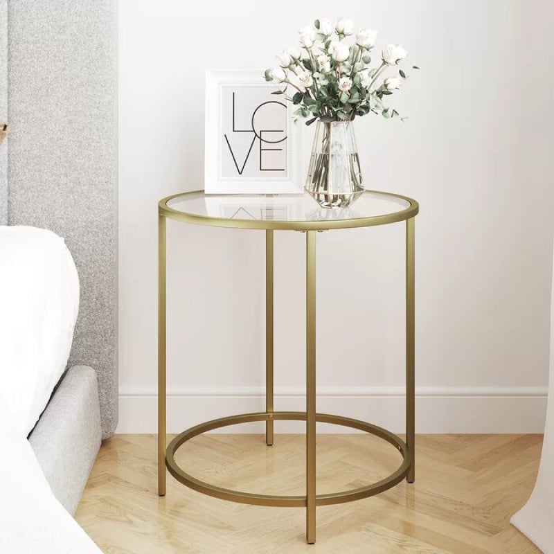 CREFTER - Glass Top Side Table
