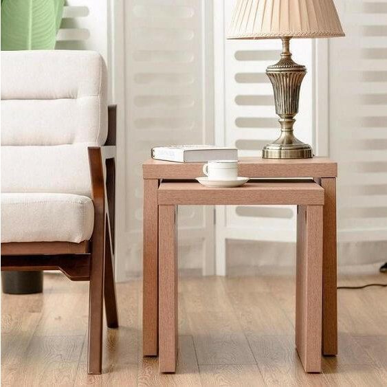JOHNS - Nesting Side Tables Two Piece Oak Brown