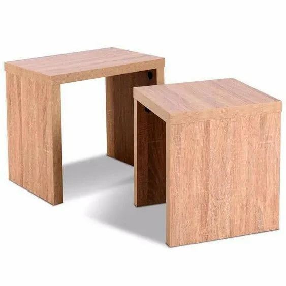 JOHNS - Nesting Side Tables Two Piece Oak Brown