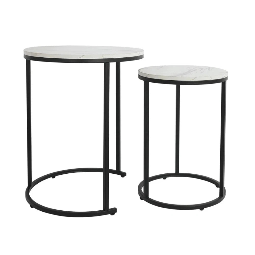 NIMBUS – Set of Two Marble top Nesting Table with Metallic Frame