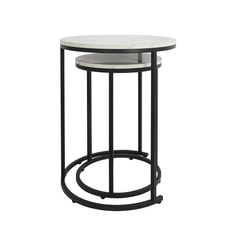 NIMBUS – Set of Two Marble top Nesting Table with Metallic Frame