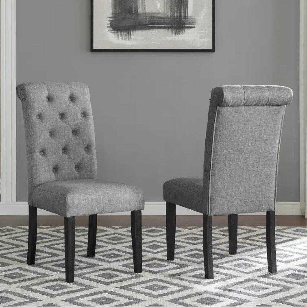 ZENITH – Traditional Style Textured Black & Grey Dining Table Set