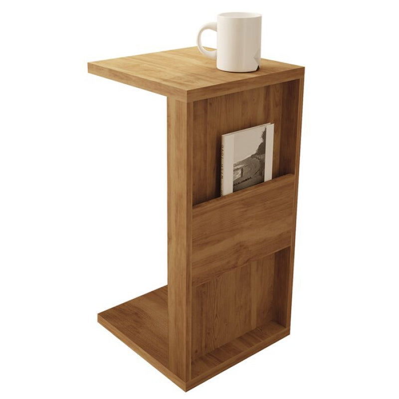 FALUM - Floor Shelf Storage End Table Oak Brown