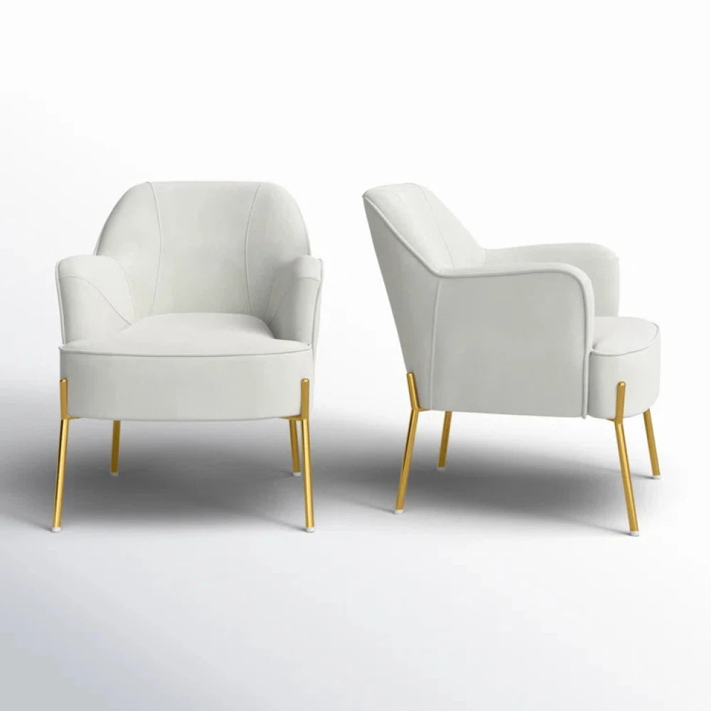 LEASLIE – Modern Glam Ivory Accent Chairs