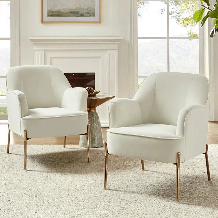 LEASLIE – Modern Glam Ivory Accent Chairs