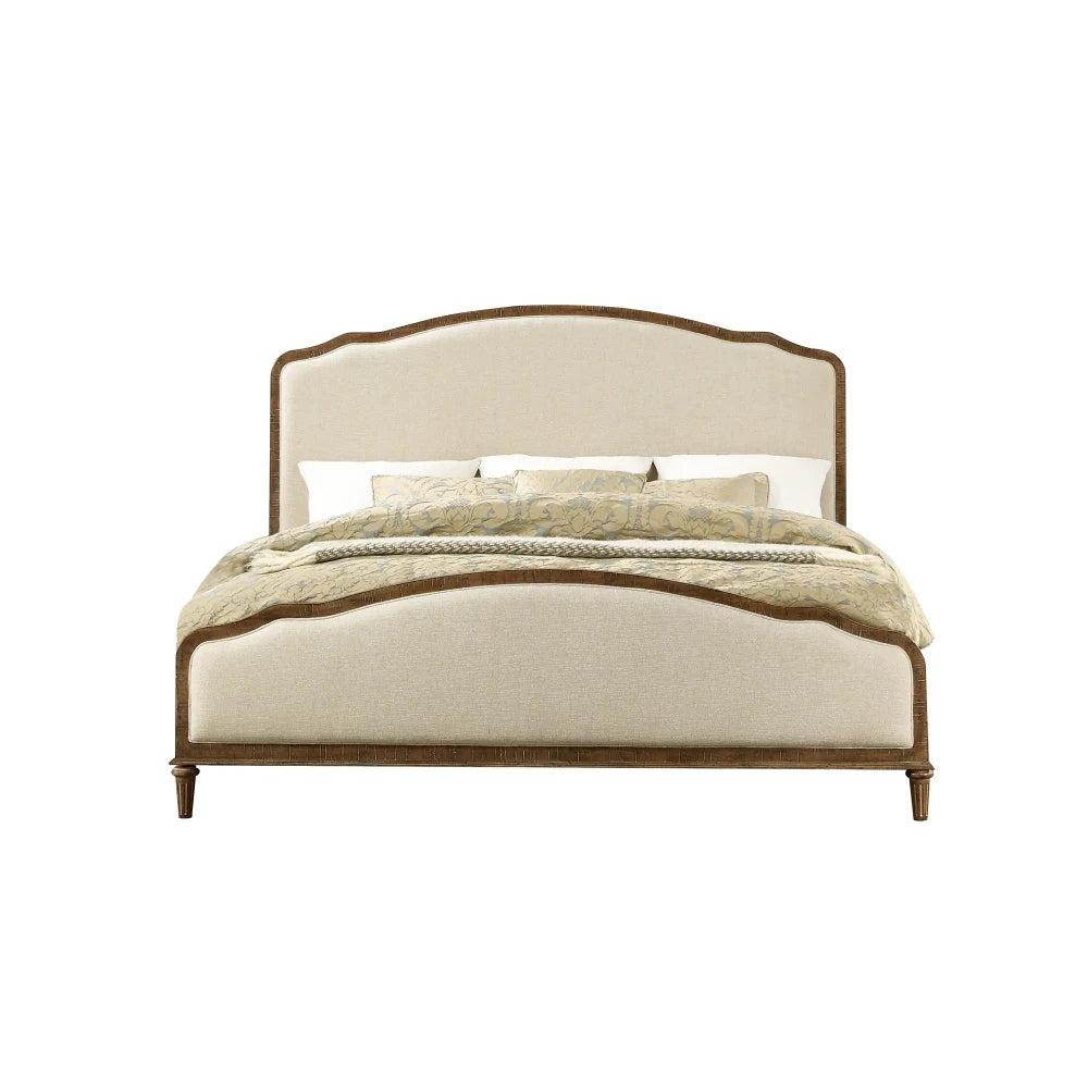 ZYRA – Victorian Style Walnut Brown & Beige King-Size Bed