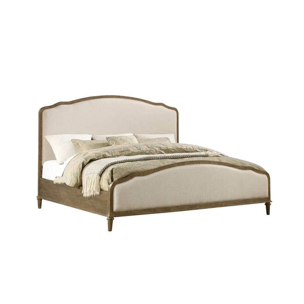 ZYRA – Victorian Style Walnut Brown & Beige King-Size Bed