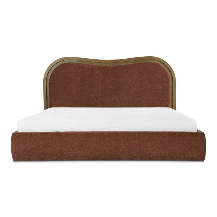 NUVE – Wave Styled Rustic Orange & Brown King Size Bed