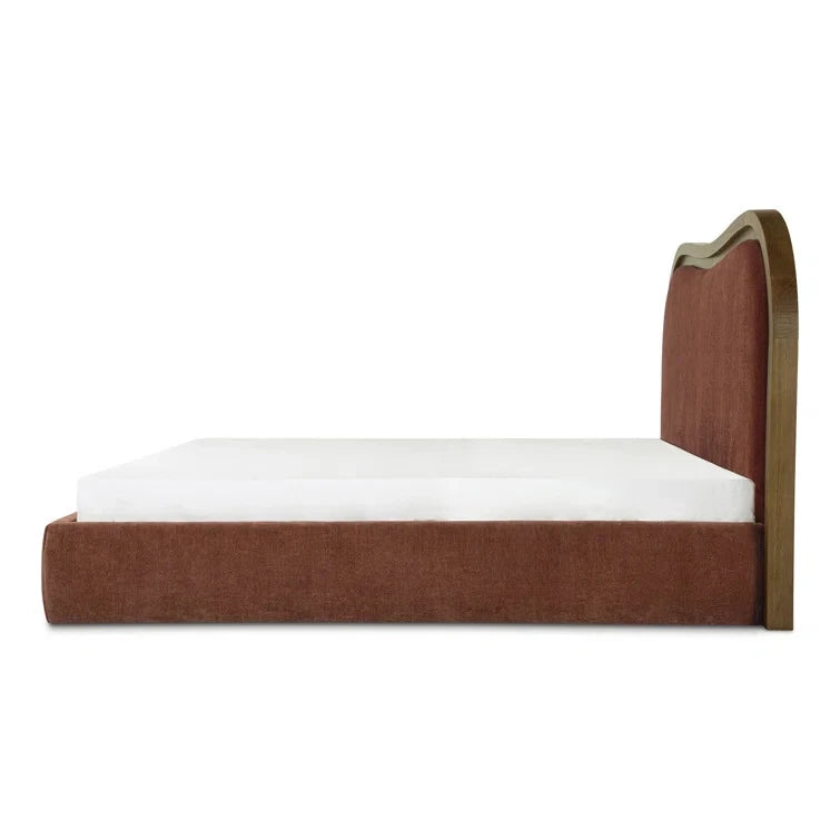 NUVE – Wave Styled Rustic Orange & Brown King Size Bed