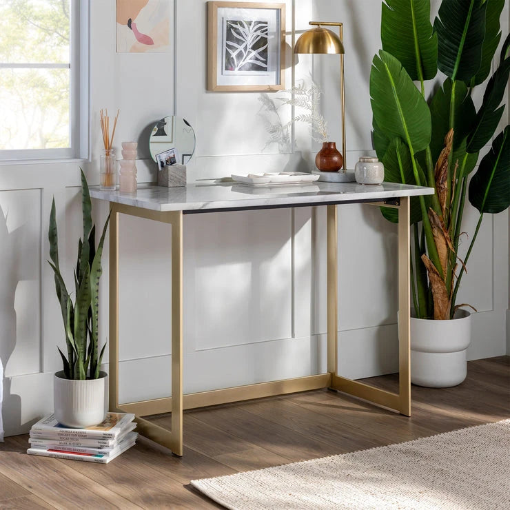 DALISH – Writing Table with Golden Metallic Base