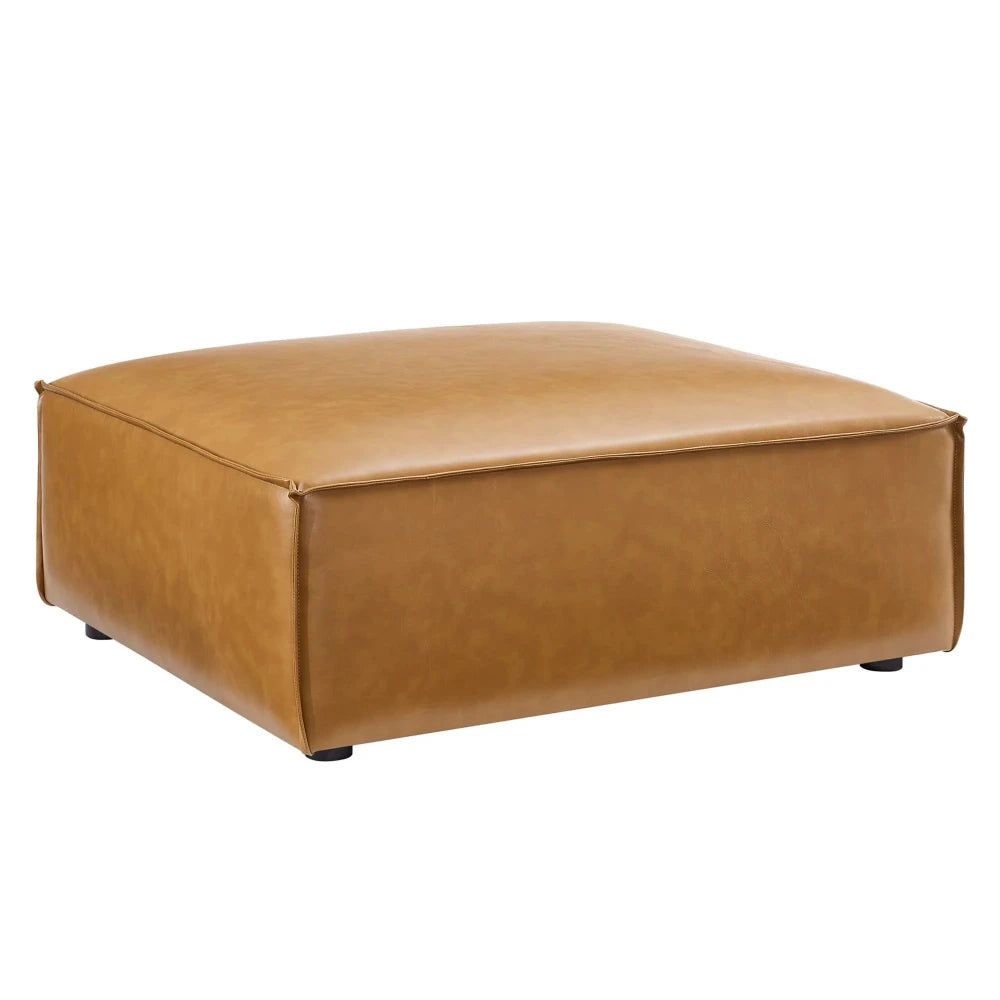 TANNIC – Minimalist Design Square Brown Leatherite Ottoman Stool
