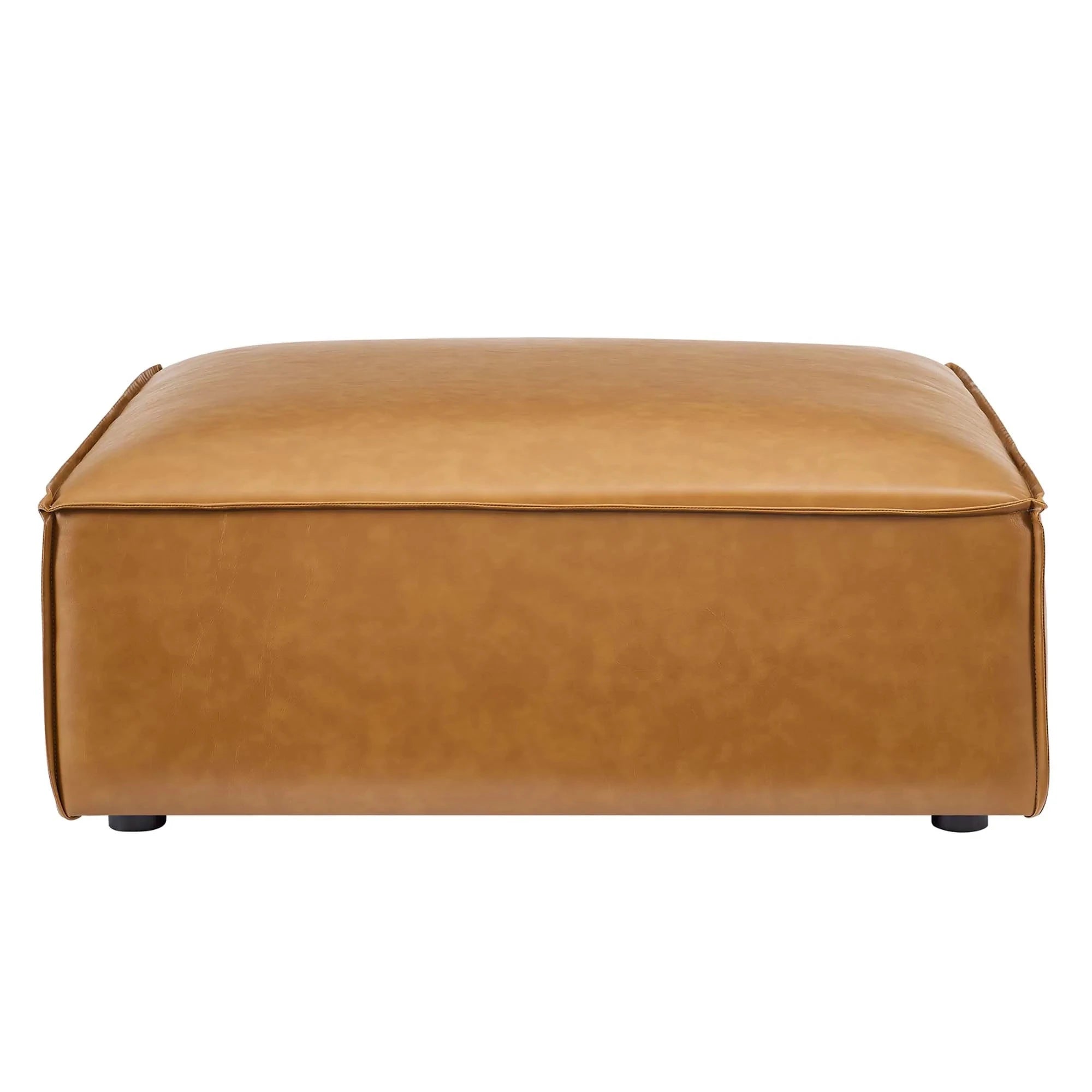 TANNIC – Minimalist Design Square Brown Leatherite Ottoman Stool