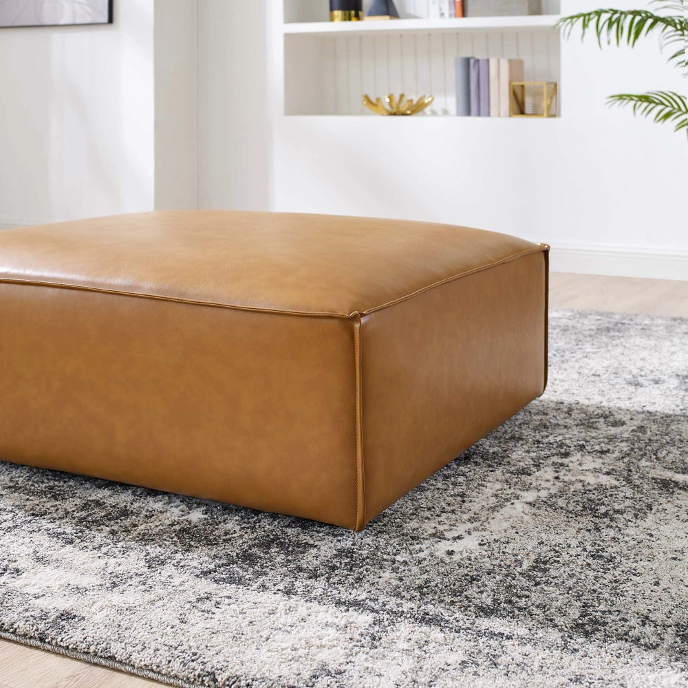 TANNIC – Minimalist Design Square Brown Leatherite Ottoman Stool