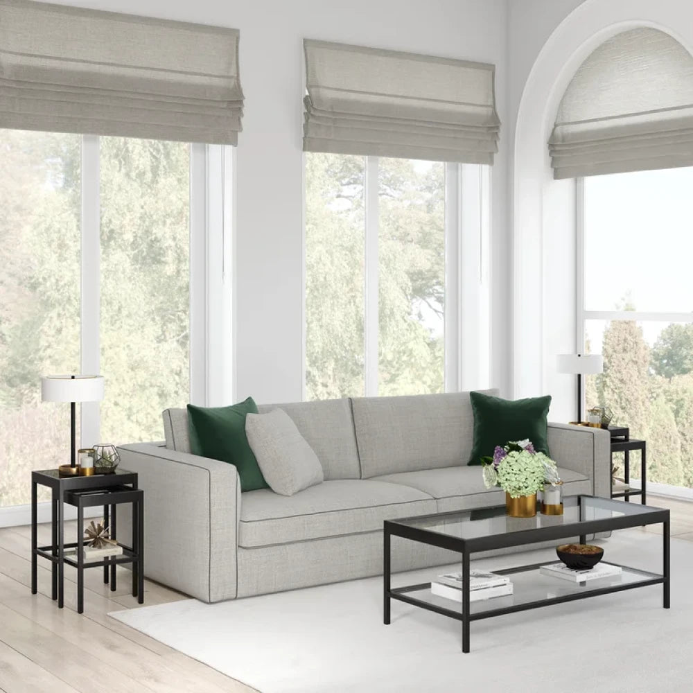 PEWTER – Black Metallic Nesting Tables with Glass Top