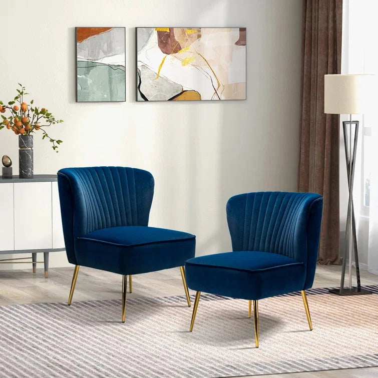 SAPHIRA – Blue Modern Accent Chairs with Golden Legs