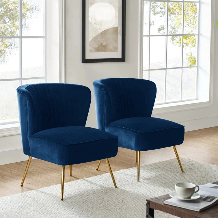 SAPHIRA – Blue Modern Accent Chairs with Golden Legs