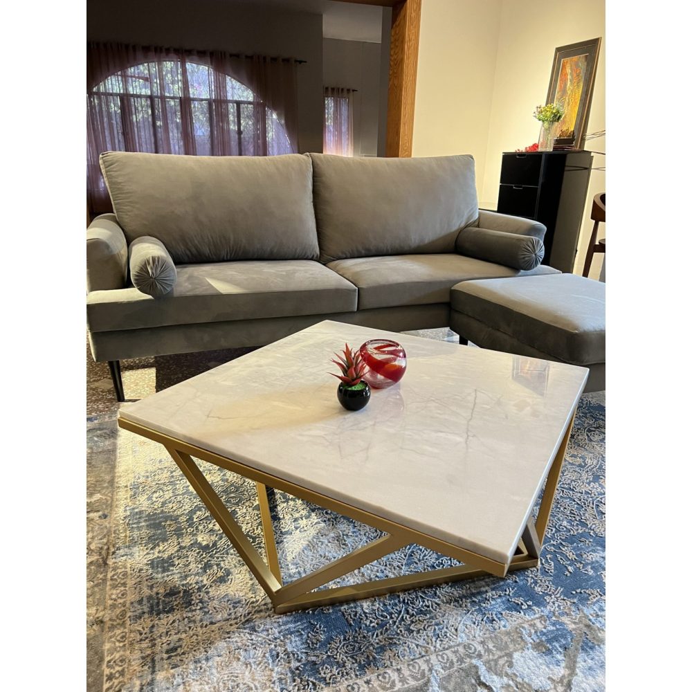 FAUX - Coffee Table with Geometrical Metallic Base