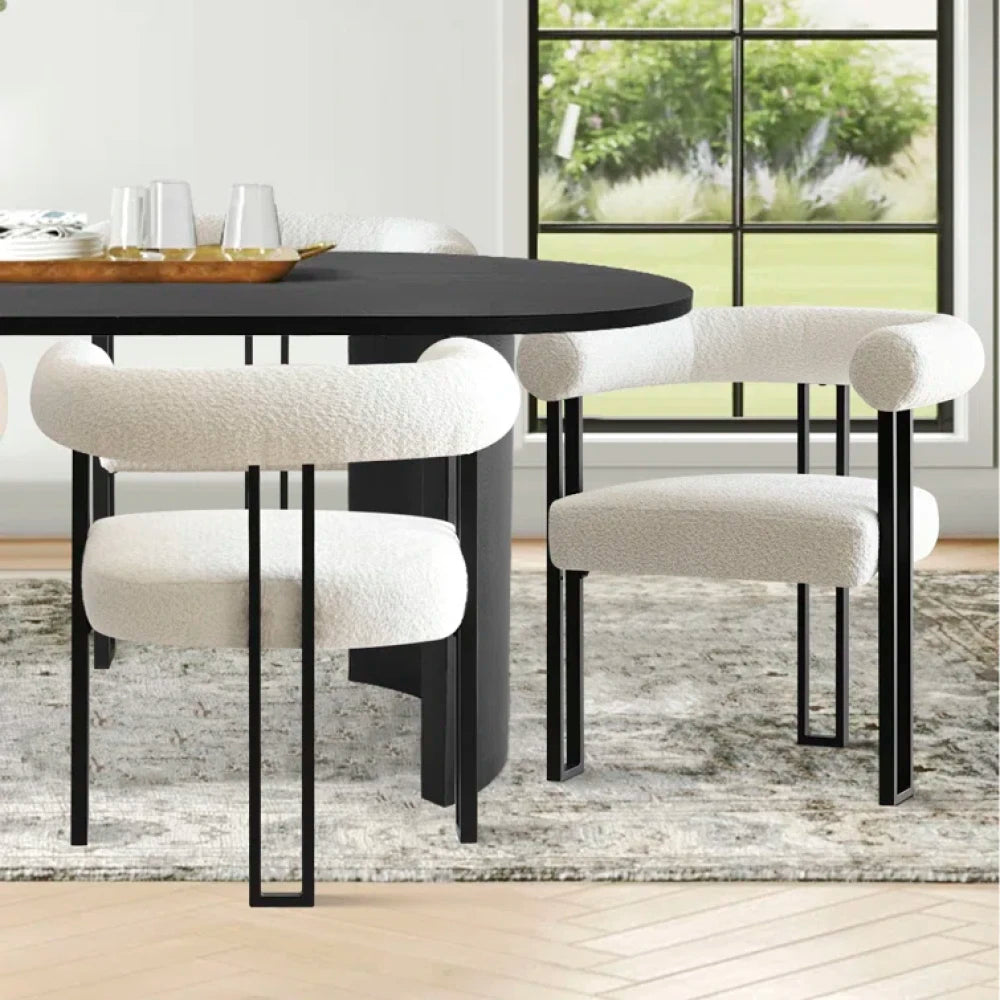 KIVO – Abstract Design Black & White Dining Table Set