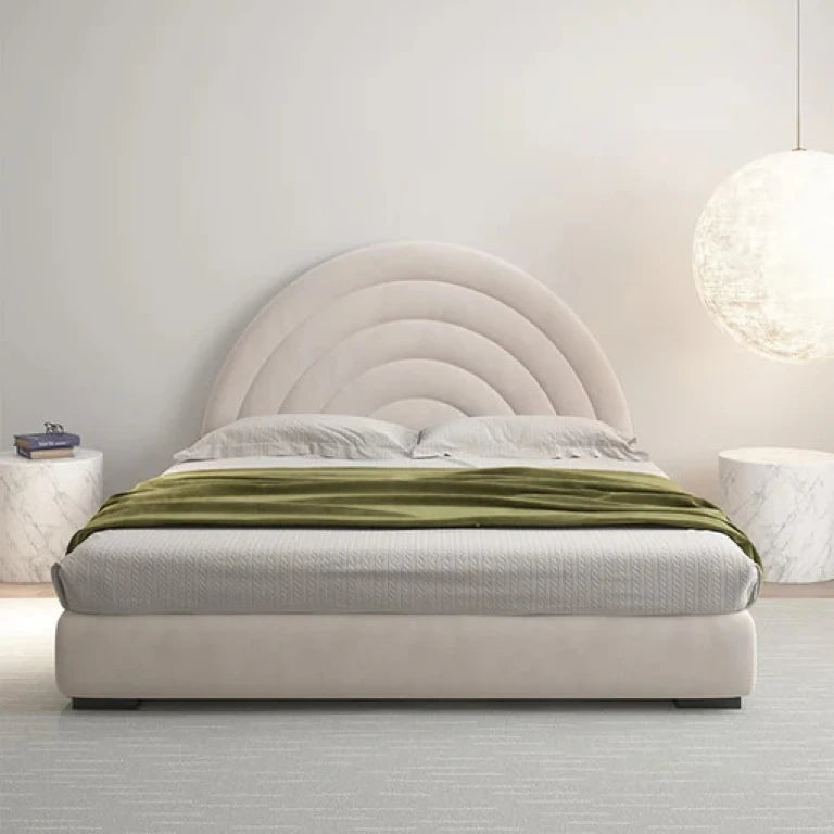 COSMA – Round Headboard Style beige Queen Size Teen Bed