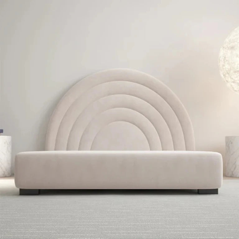 COSMA – Round Headboard Style beige Queen Size Teen Bed