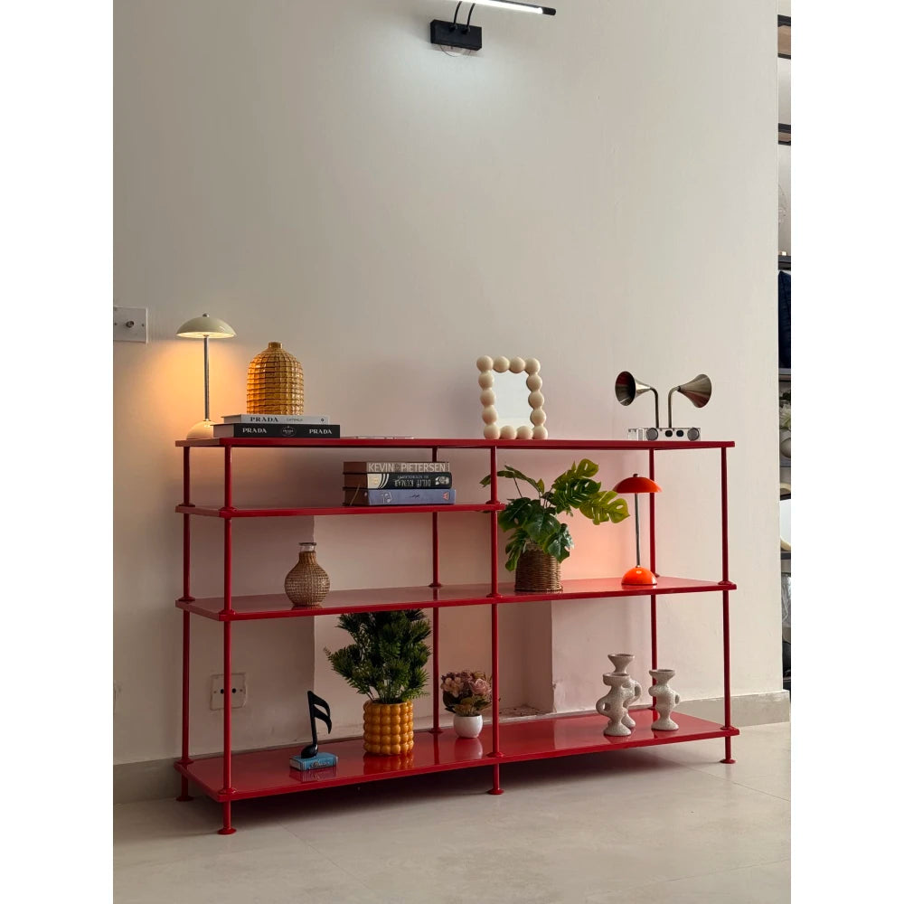 REDDLE – Industrial Style Red Metallic Console Table