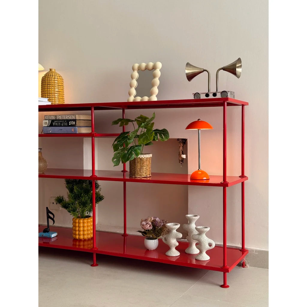 REDDLE – Industrial Style Red Metallic Console Table