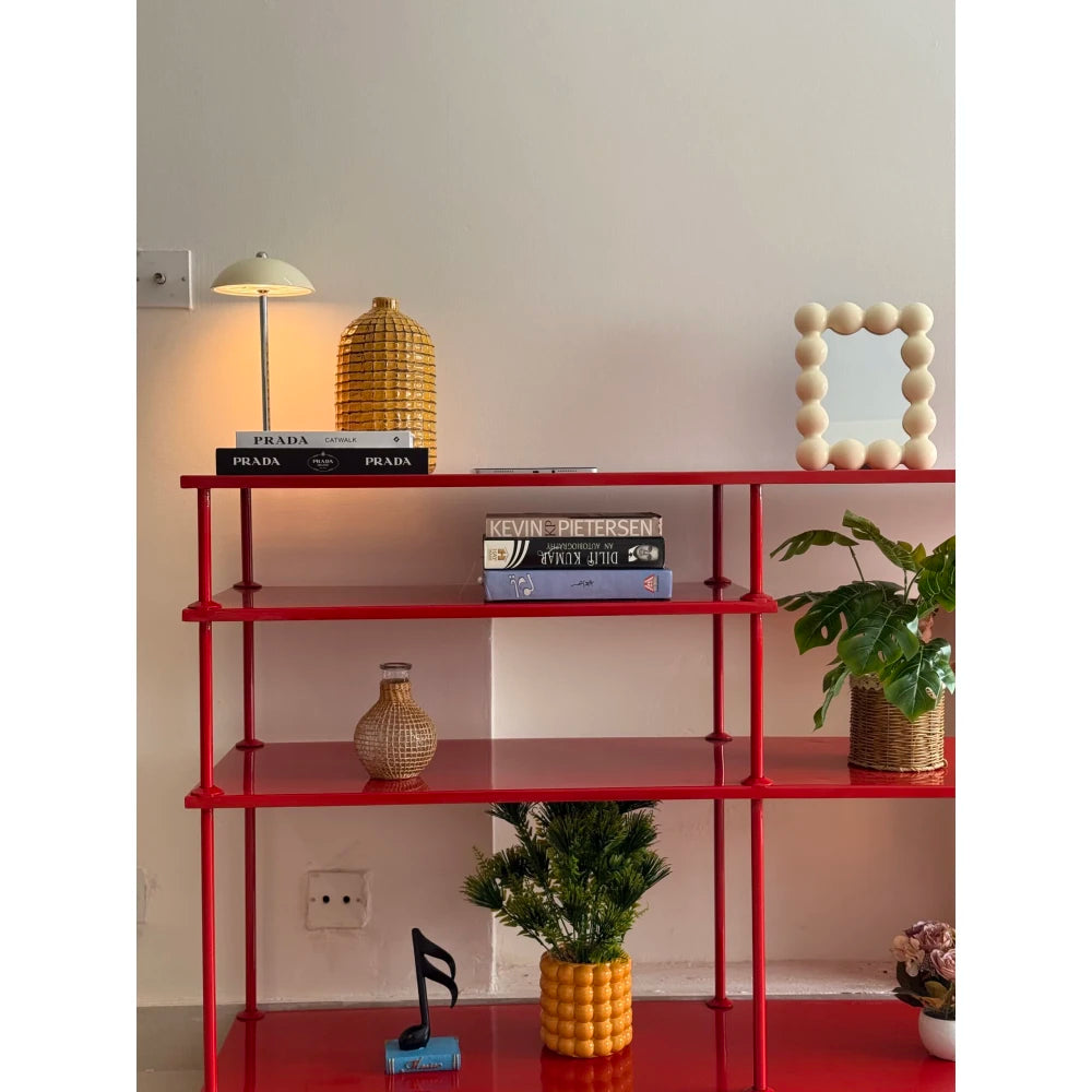 REDDLE – Industrial Style Red Metallic Console Table