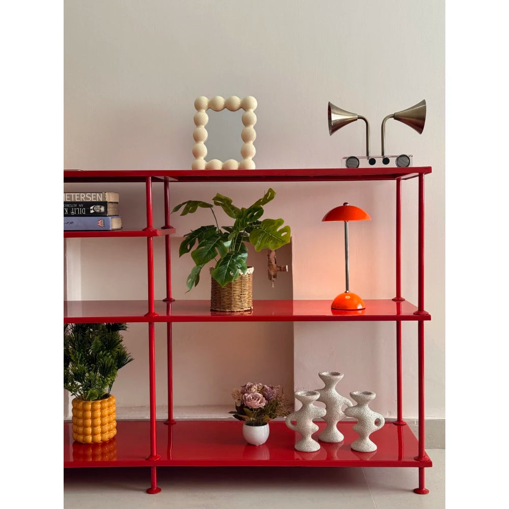 REDDLE – Industrial Style Red Metallic Console Table