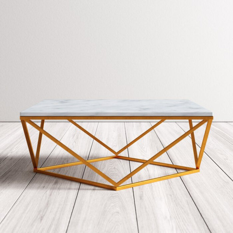 FAUX - Coffee Table with Geometrical Metallic Base