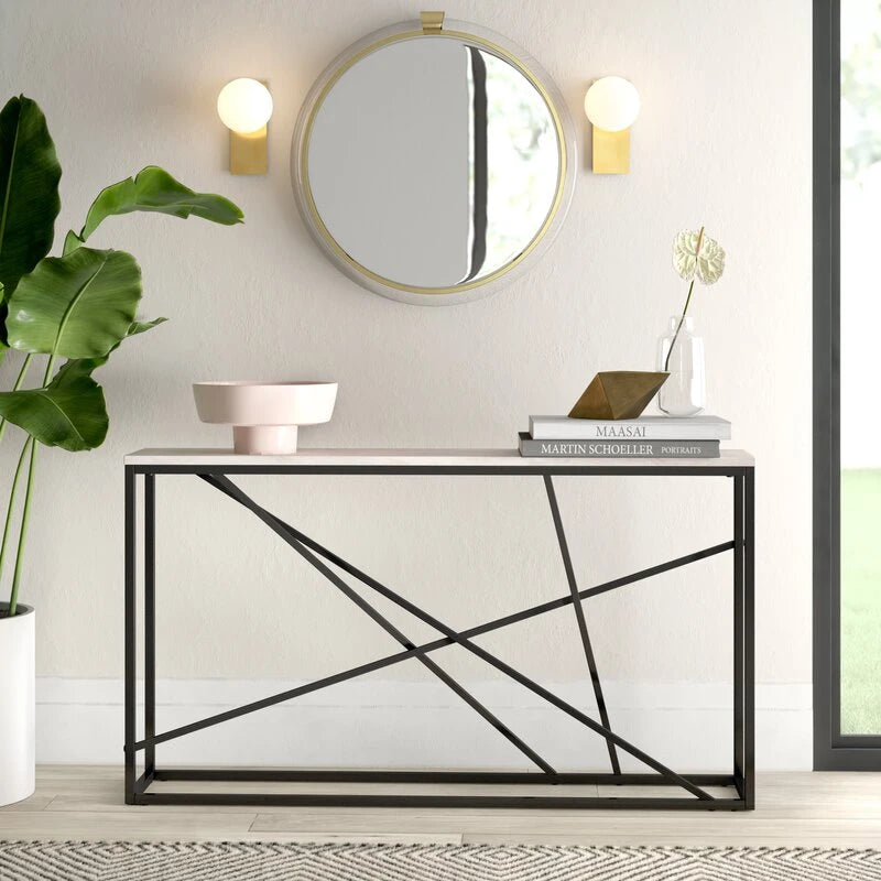 GAEL – White Marble & Metallic Base Console Table
