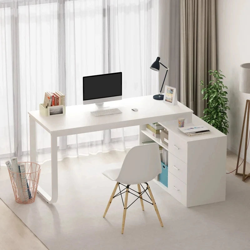 PAULINE – L-Shape Manager Table White